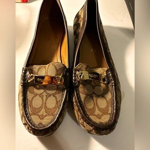 COACH LOAFERS SLIP ON SHOES LADIES SIZE 10 FLYNN BROWN SIGNATURE LOGO
